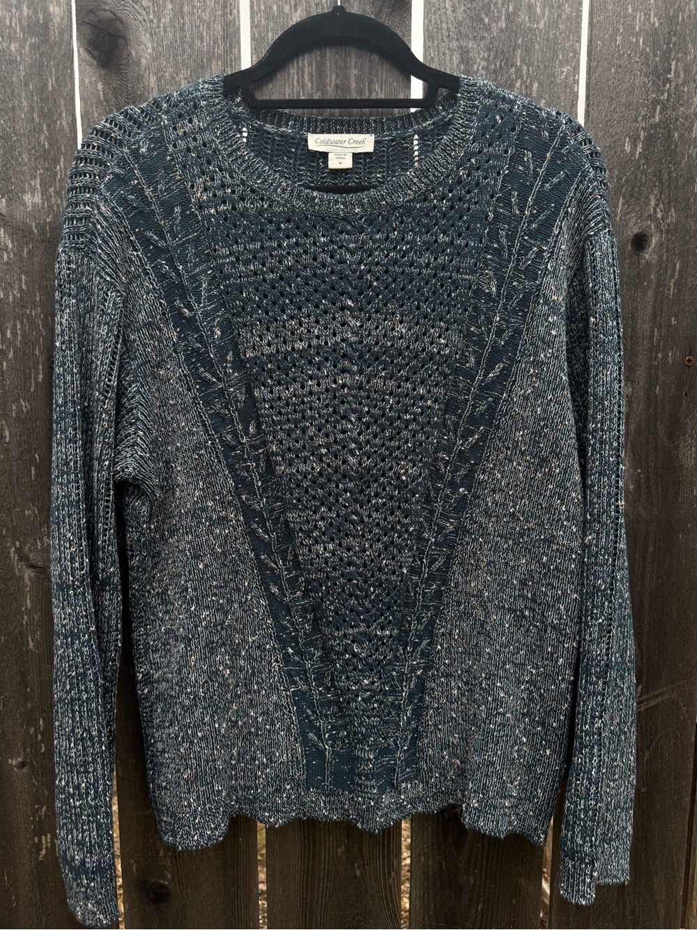Coldwater Creek Women’s Teal Textured Crewneck Sweater
